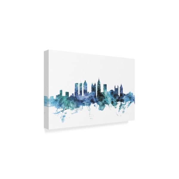 Michael Tompsett 'Atlanta Georgia Blue Teal Skyline' Canvas Art,30x47